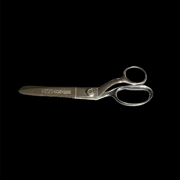 Vintage WISS 9" Pinking Shears Sewing Scissors Chrome Zig Zag Patent No 2286874 - Picture 6 of 12